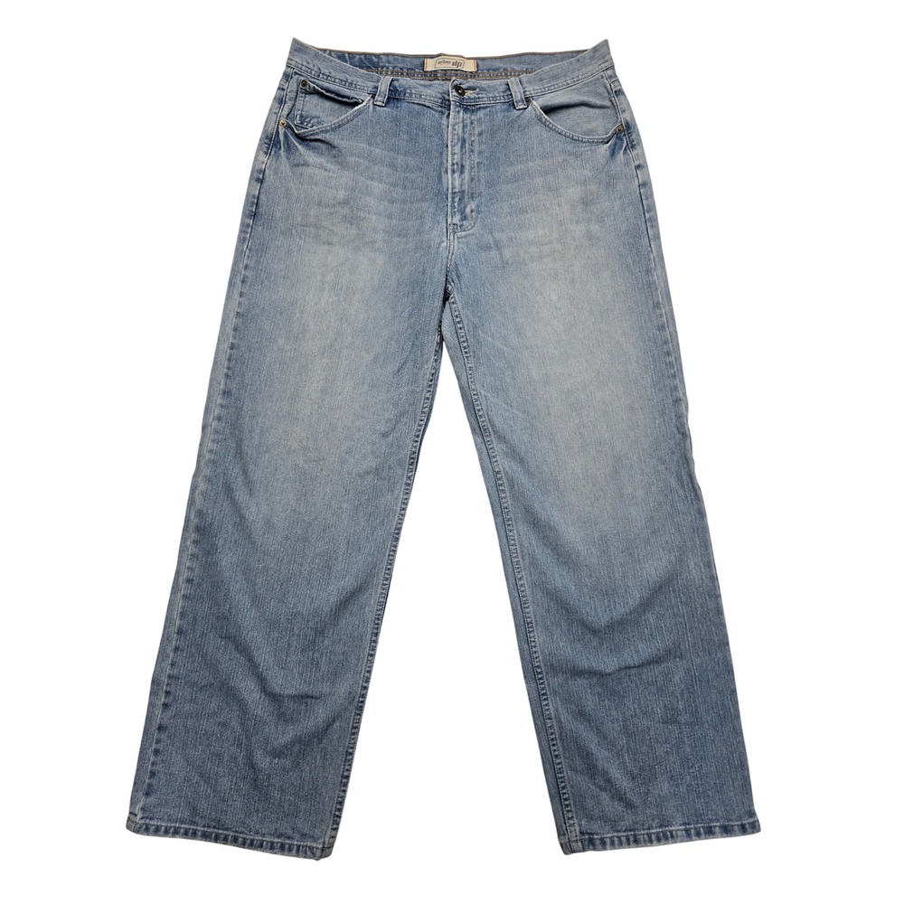 Urban Up Pipeline Relaxed Fit Straight Leg Jeans Light Wash Mens 38x32 Y2K Blue
